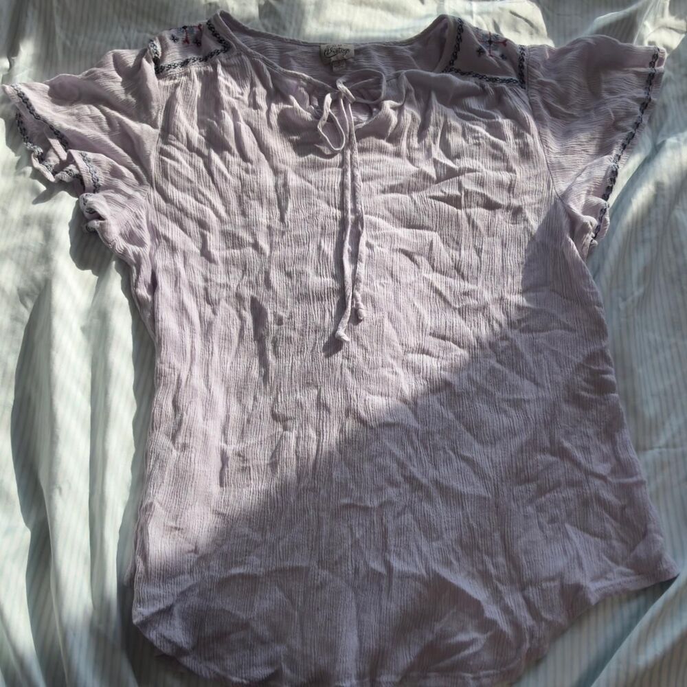 COMO Vintage Purple Embroidered Crinkle Rayon